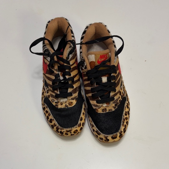 Nike Shoes - Nike x Atmos Air Max 1 Animal Print Sneakers with Red Accents